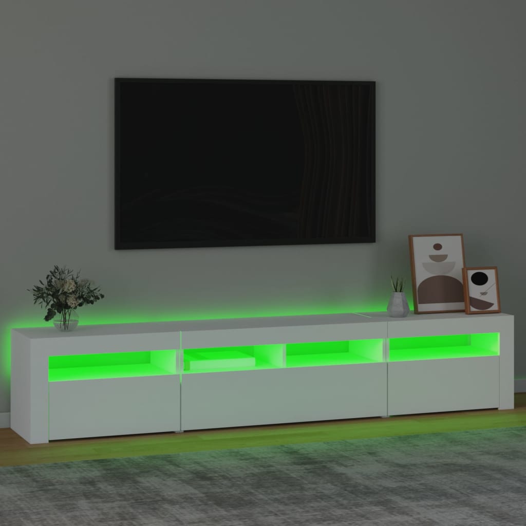 Tv-Benk Med Led-Lys Hvit 210X35X40 Cm