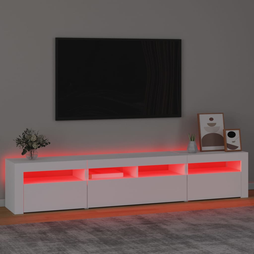 Tv-Benk Med Led-Lys Hvit 210X35X40 Cm
