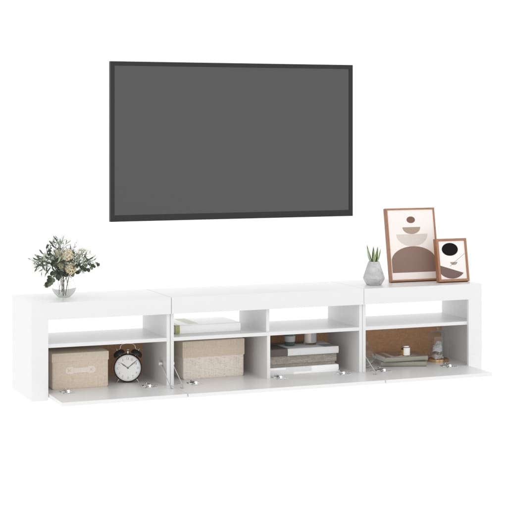 Tv-Benk Med Led-Lys Hvit 210X35X40 Cm