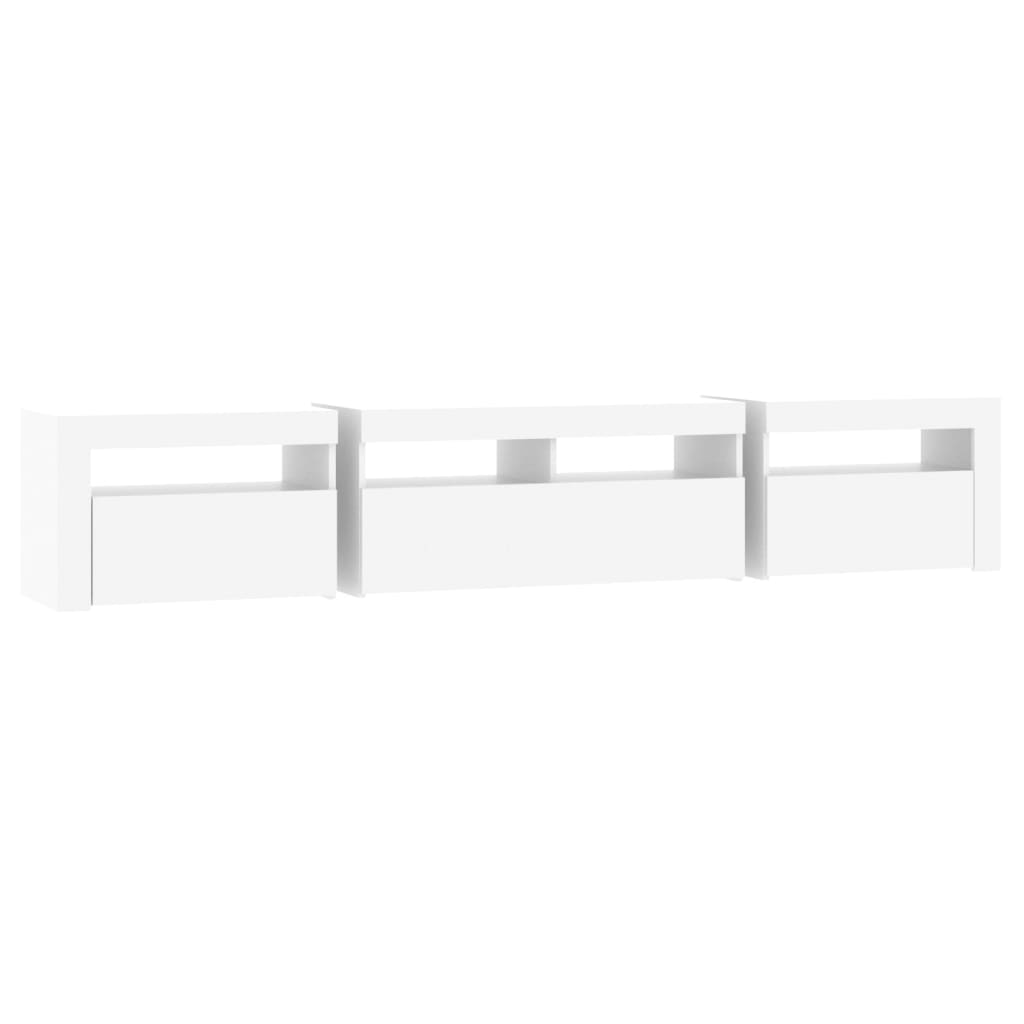 Tv-Benk Med Led-Lys Hvit 210X35X40 Cm