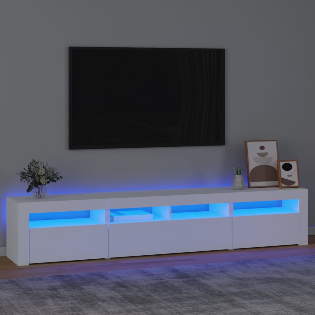 Tv-Benk Med Led-Lys Hvit 210X35X40 Cm