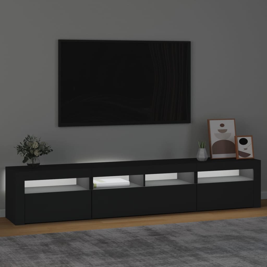 Tv-Benk Med Led-Lys Svart 210X35X40 Cm