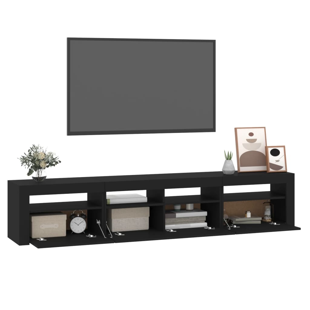 Tv-Benk Med Led-Lys Svart 210X35X40 Cm