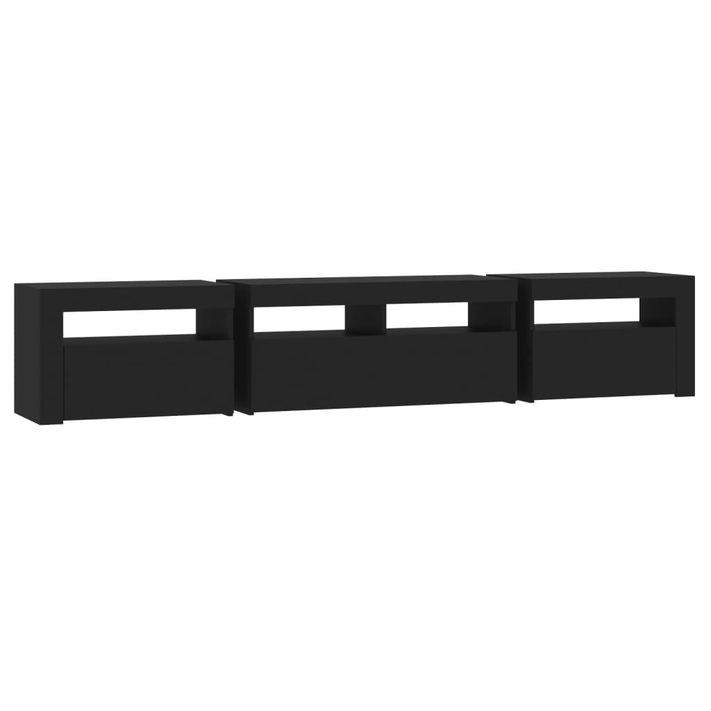 Tv-Benk Med Led-Lys Svart 210X35X40 Cm