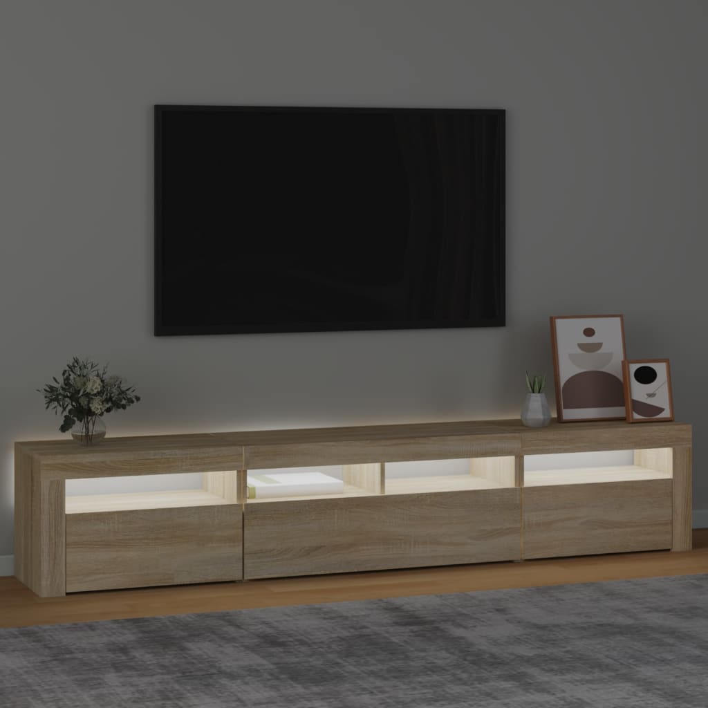 Tv-Benk Med Led-Lys Sonoma Eik 210X35X40 Cm