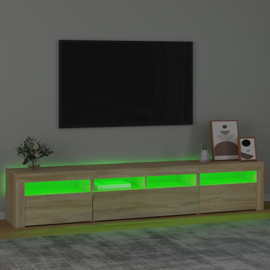 Tv-Benk Med Led-Lys Sonoma Eik 210X35X40 Cm