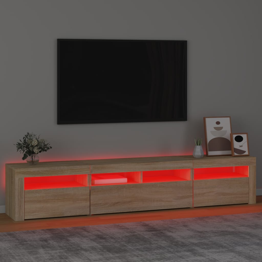 Tv-Benk Med Led-Lys Sonoma Eik 210X35X40 Cm