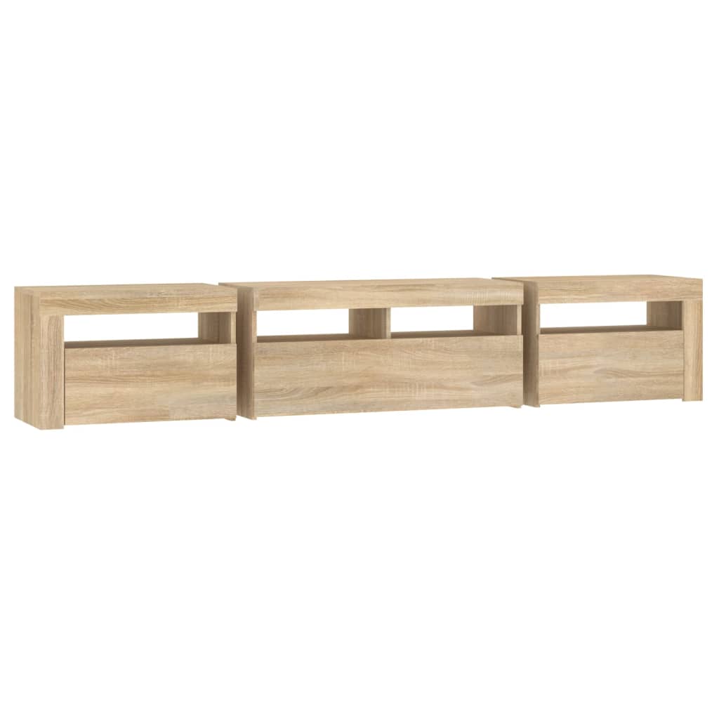 Tv-Benk Med Led-Lys Sonoma Eik 210X35X40 Cm
