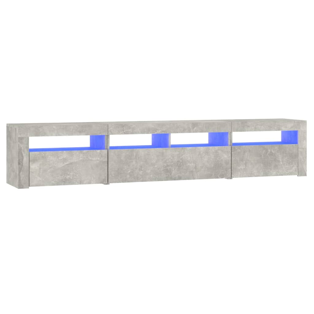 Tv-Benk Med Led-Lys Betonggrå 210X35X40 Cm