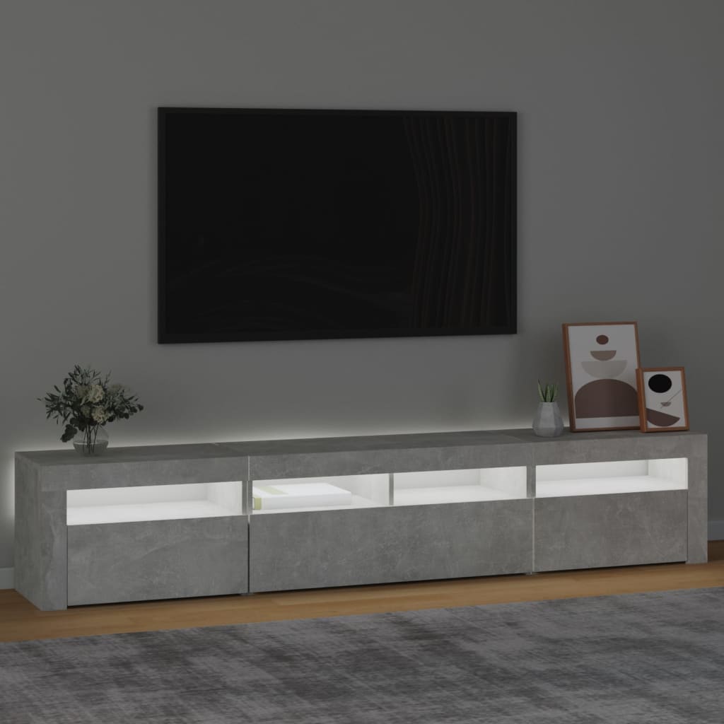 Tv-Benk Med Led-Lys Betonggrå 210X35X40 Cm