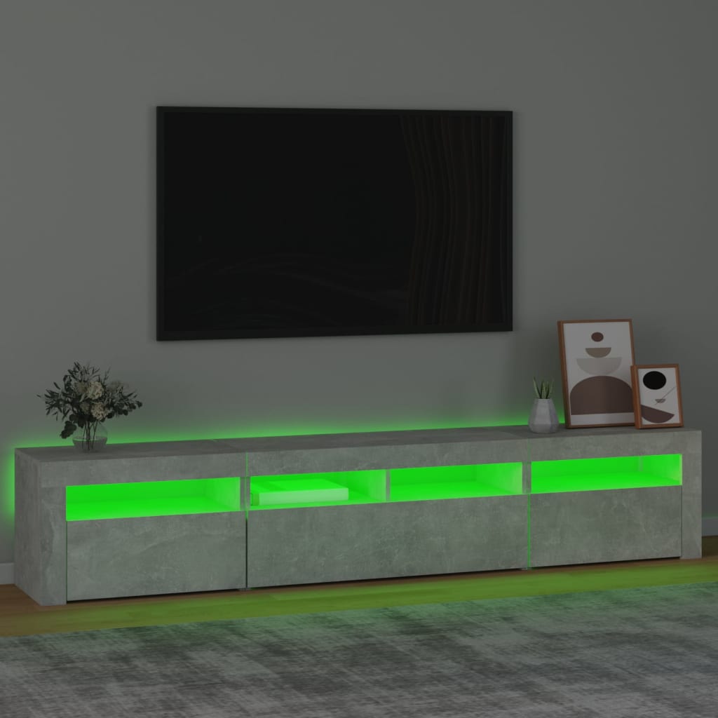 Tv-Benk Med Led-Lys Betonggrå 210X35X40 Cm