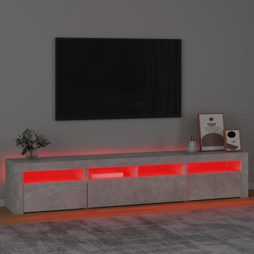 Tv-Benk Med Led-Lys Betonggrå 210X35X40 Cm