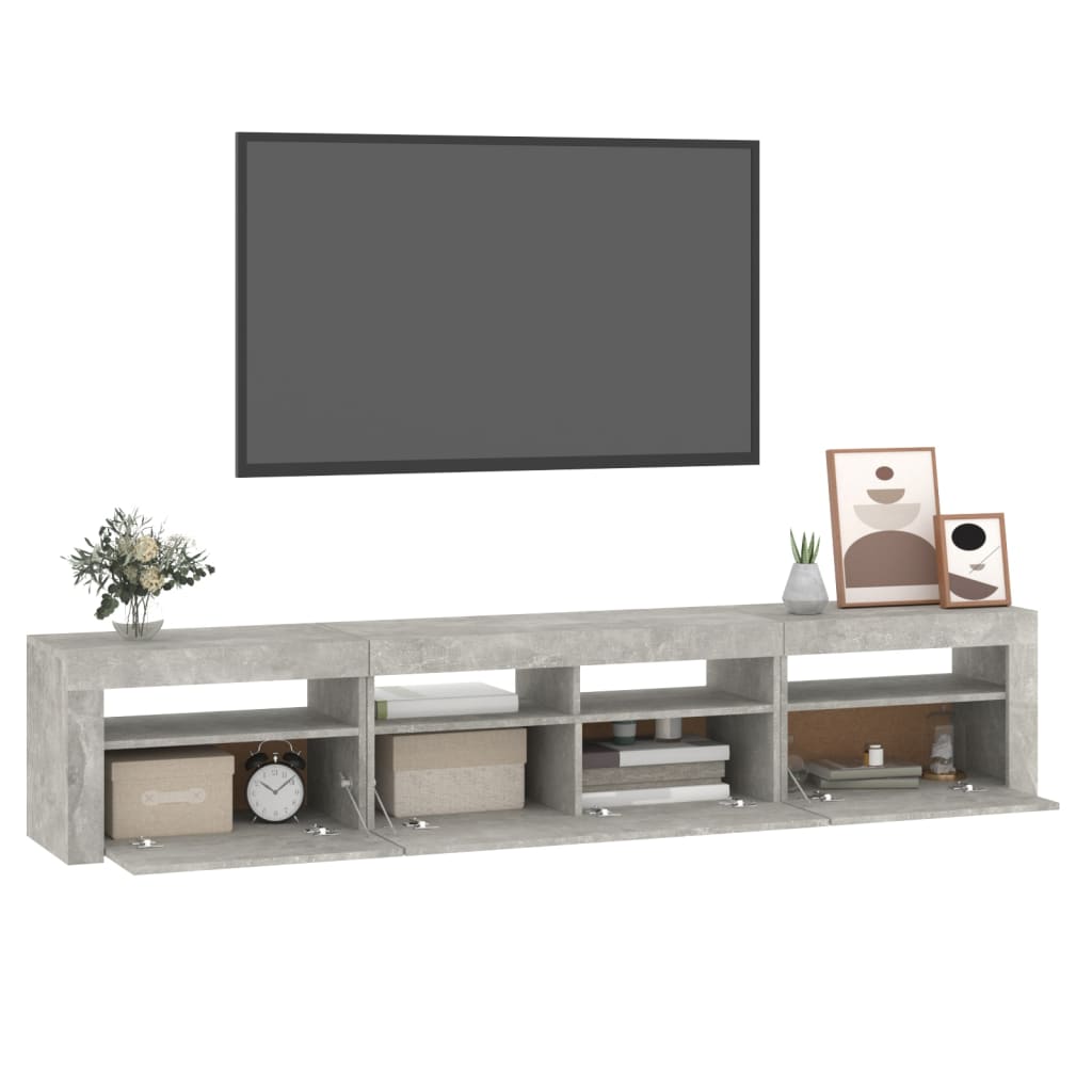 Tv-Benk Med Led-Lys Betonggrå 210X35X40 Cm