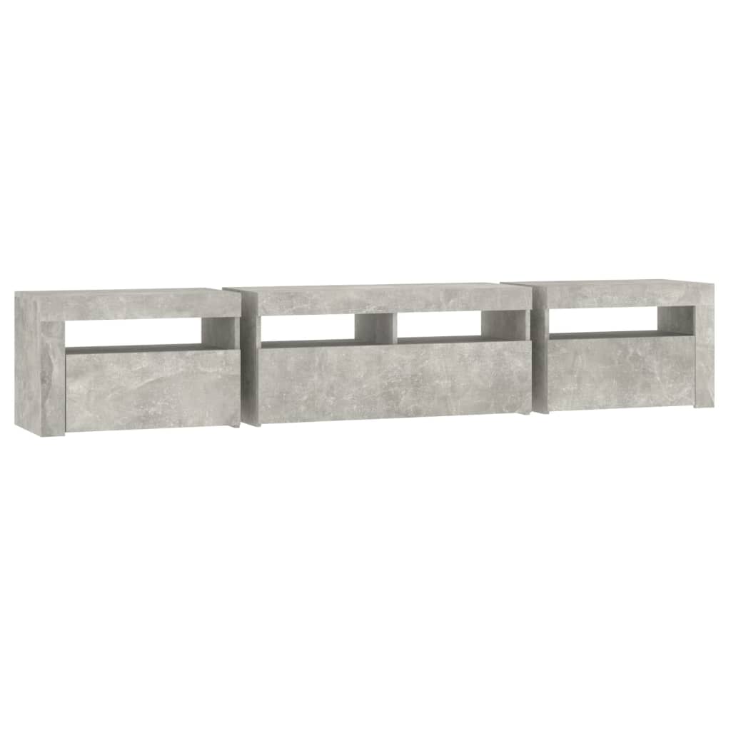 Tv-Benk Med Led-Lys Betonggrå 210X35X40 Cm
