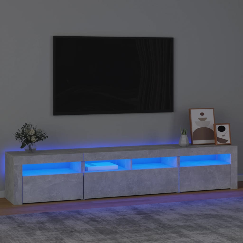 Tv-Benk Med Led-Lys Betonggrå 210X35X40 Cm