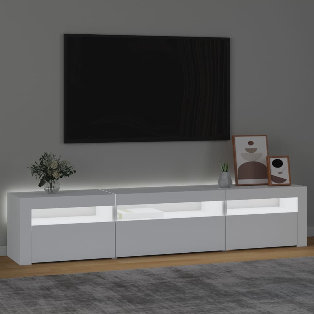 Tv-Benk Med Led-Lys Hvit 195X35X40 Cm