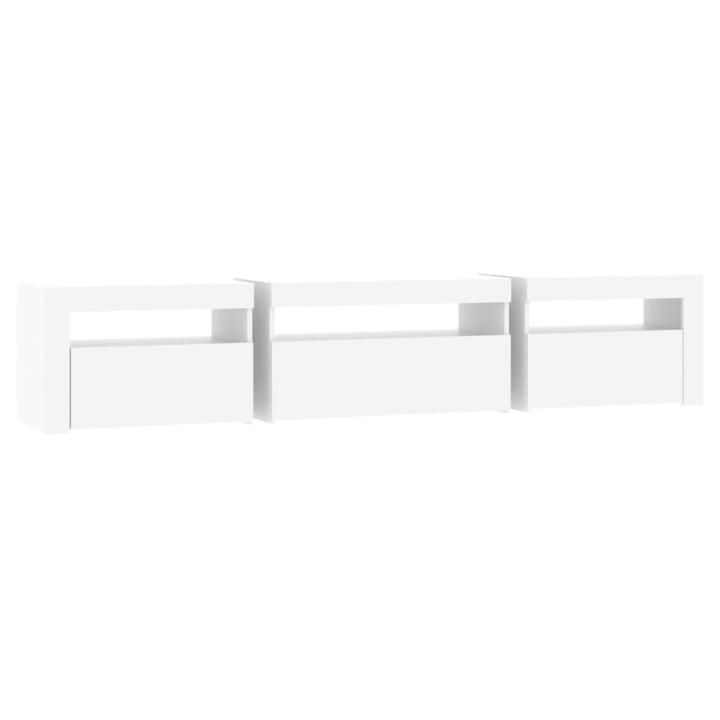 Tv-Benk Med Led-Lys Hvit 195X35X40 Cm