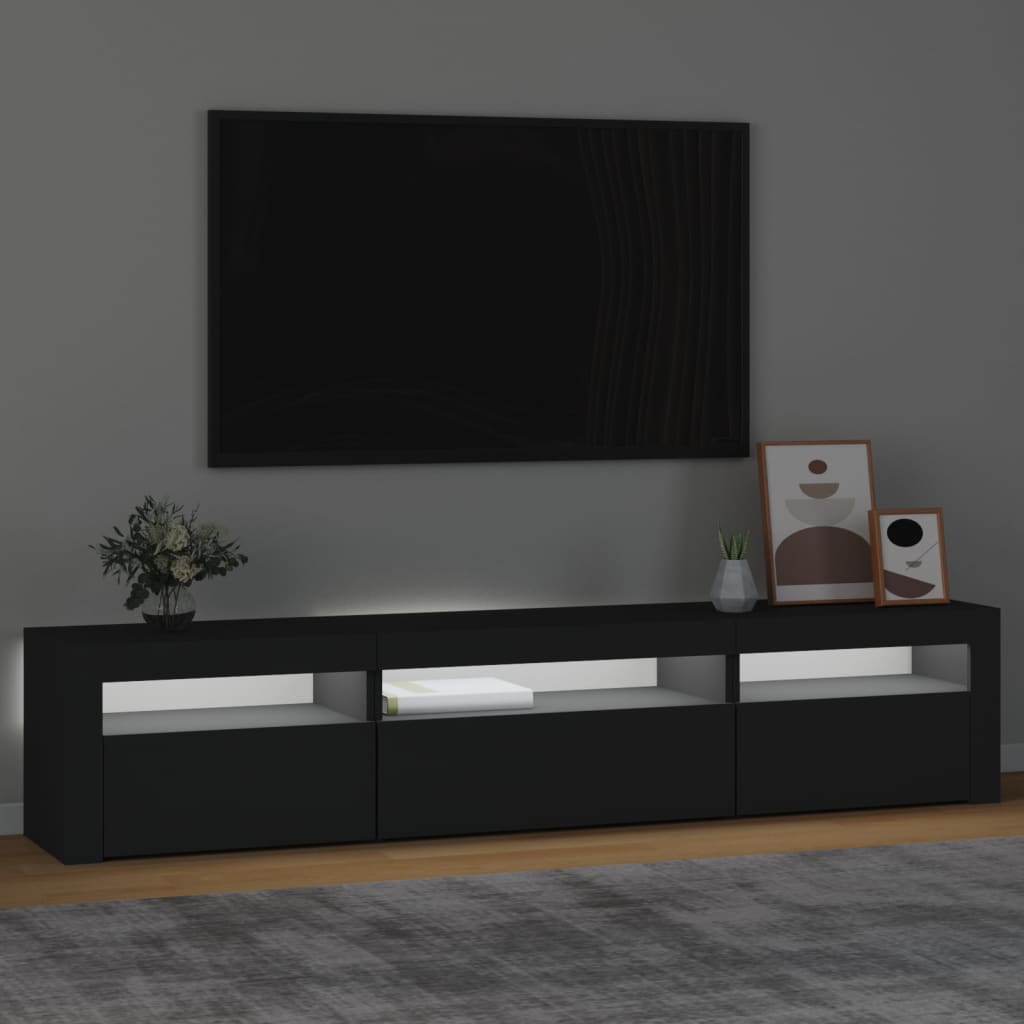 Tv-Benk Med Led-Lys Svart 195X35X40 Cm