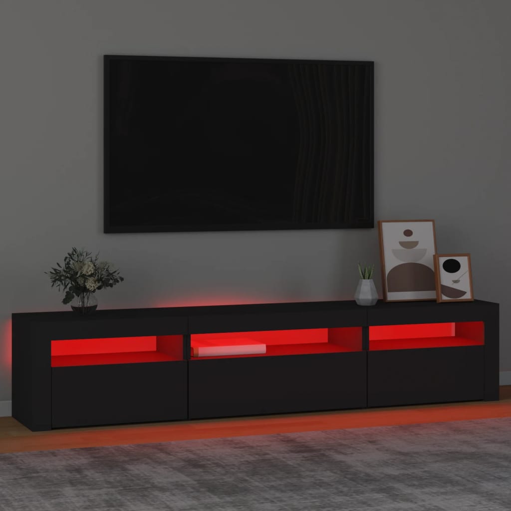 Tv-Benk Med Led-Lys Svart 195X35X40 Cm