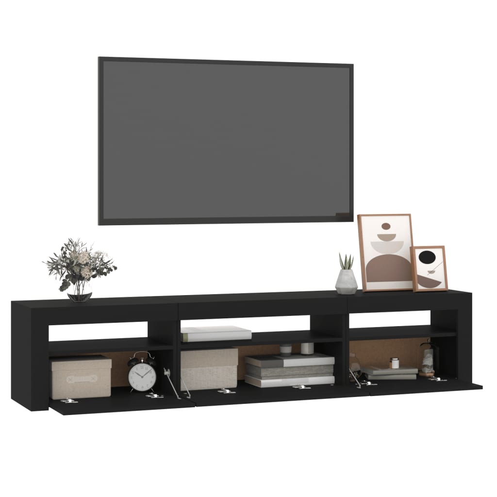 Tv-Benk Med Led-Lys Svart 195X35X40 Cm