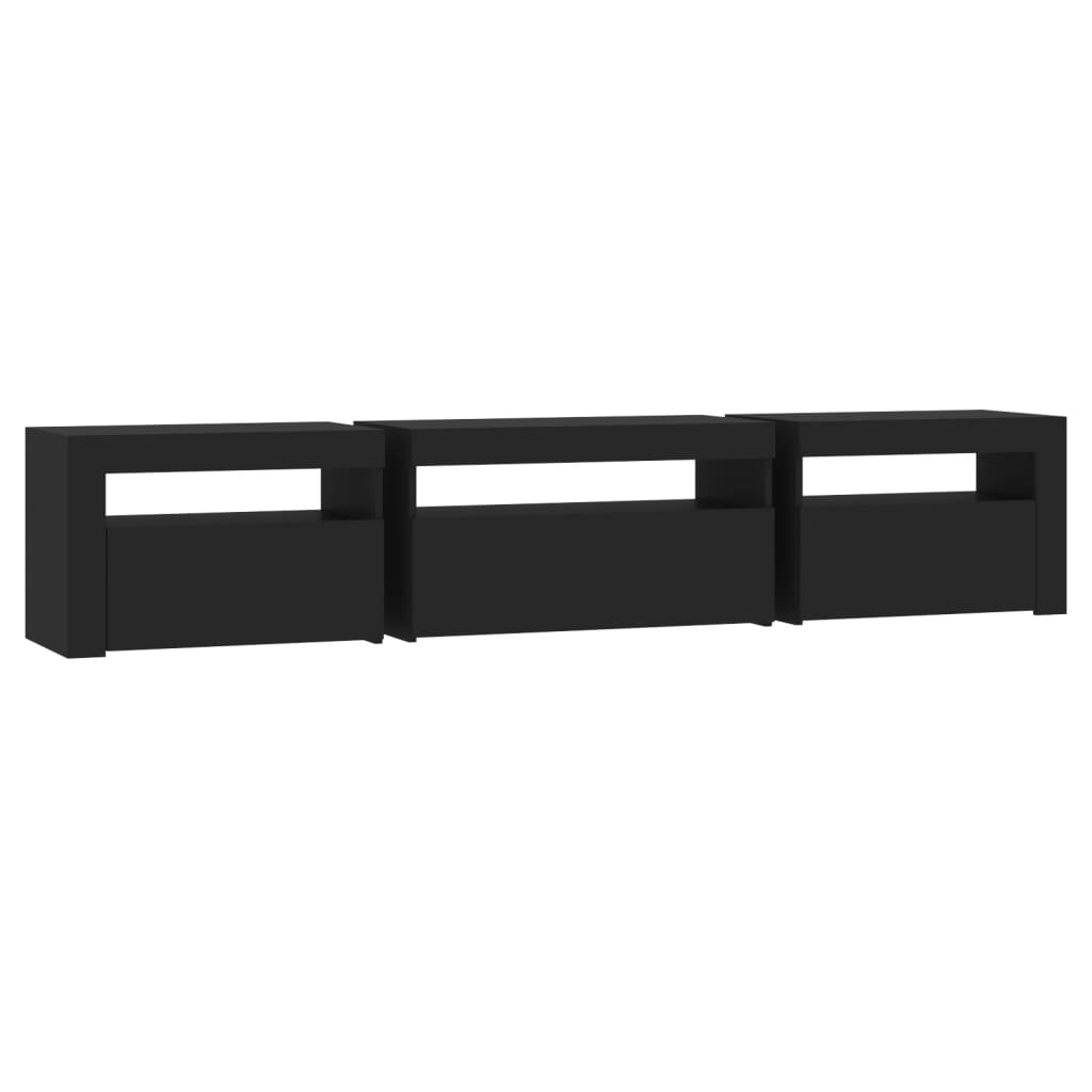 Tv-Benk Med Led-Lys Svart 195X35X40 Cm