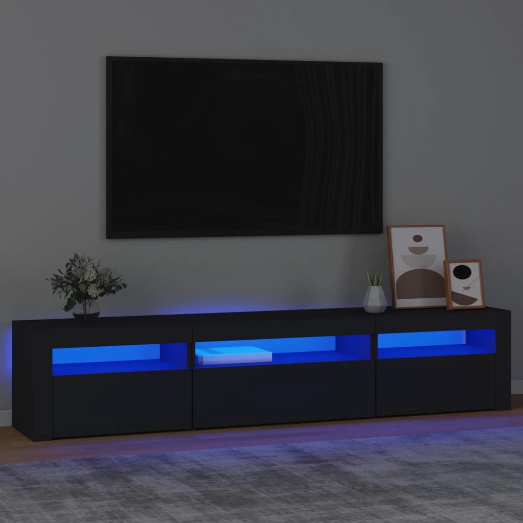 Tv-Benk Med Led-Lys Svart 195X35X40 Cm