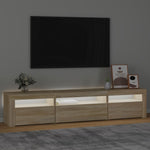 Tv-Benk Med Led-Lys Sonoma Eik 195X35X40 Cm
