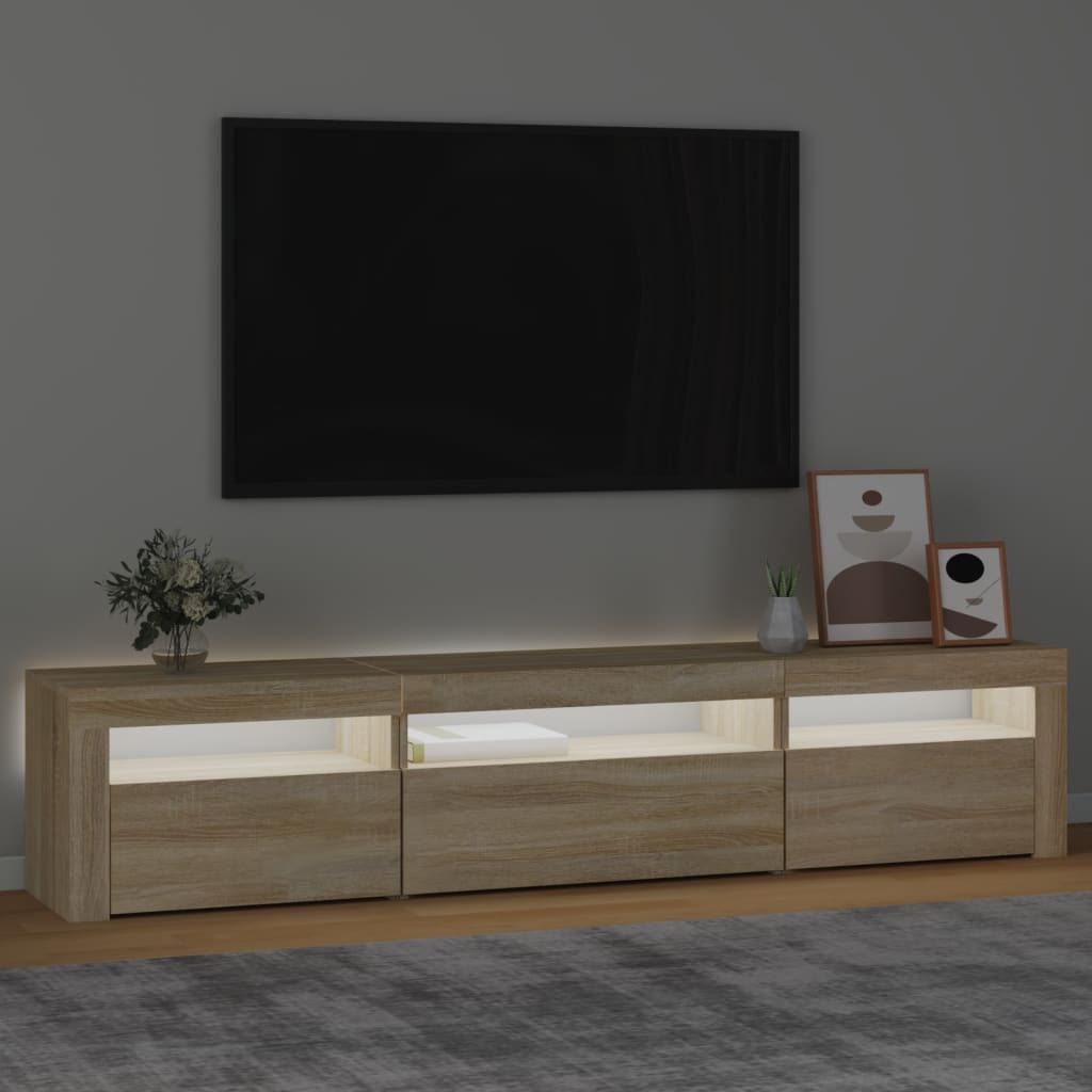 Tv-Benk Med Led-Lys Sonoma Eik 195X35X40 Cm