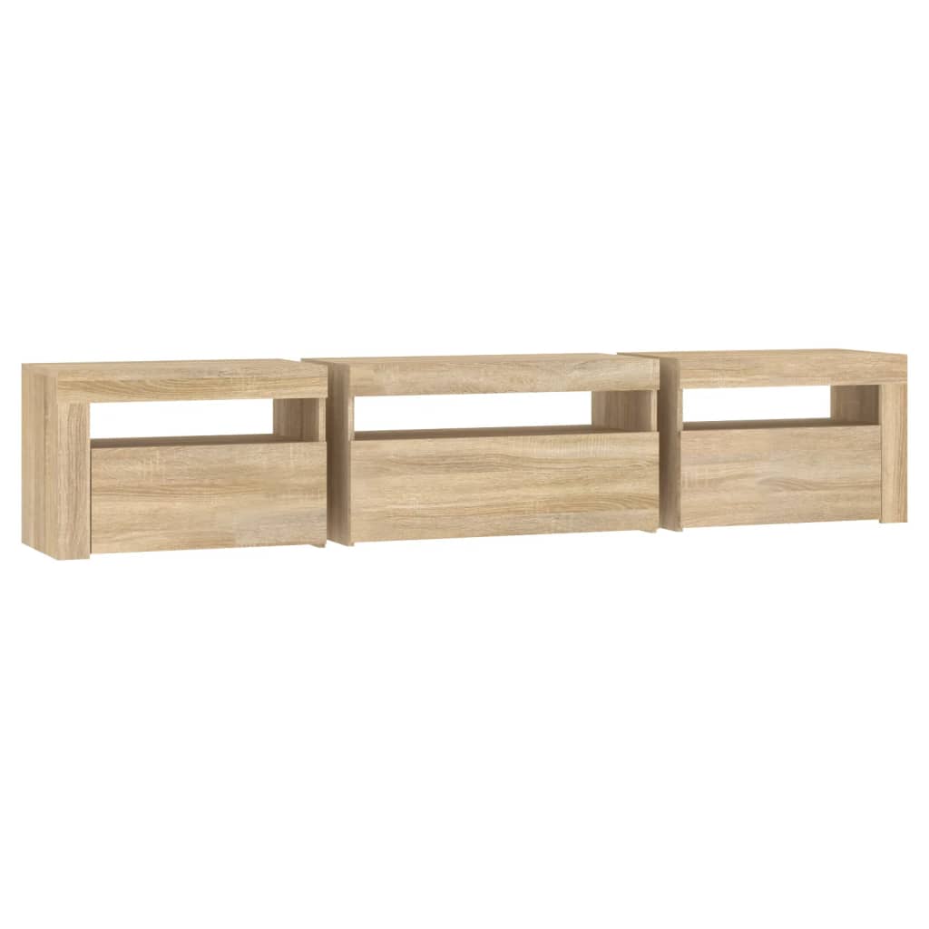 Tv-Benk Med Led-Lys Sonoma Eik 195X35X40 Cm