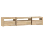 Tv-Benk Med Led-Lys Sonoma Eik 195X35X40 Cm
