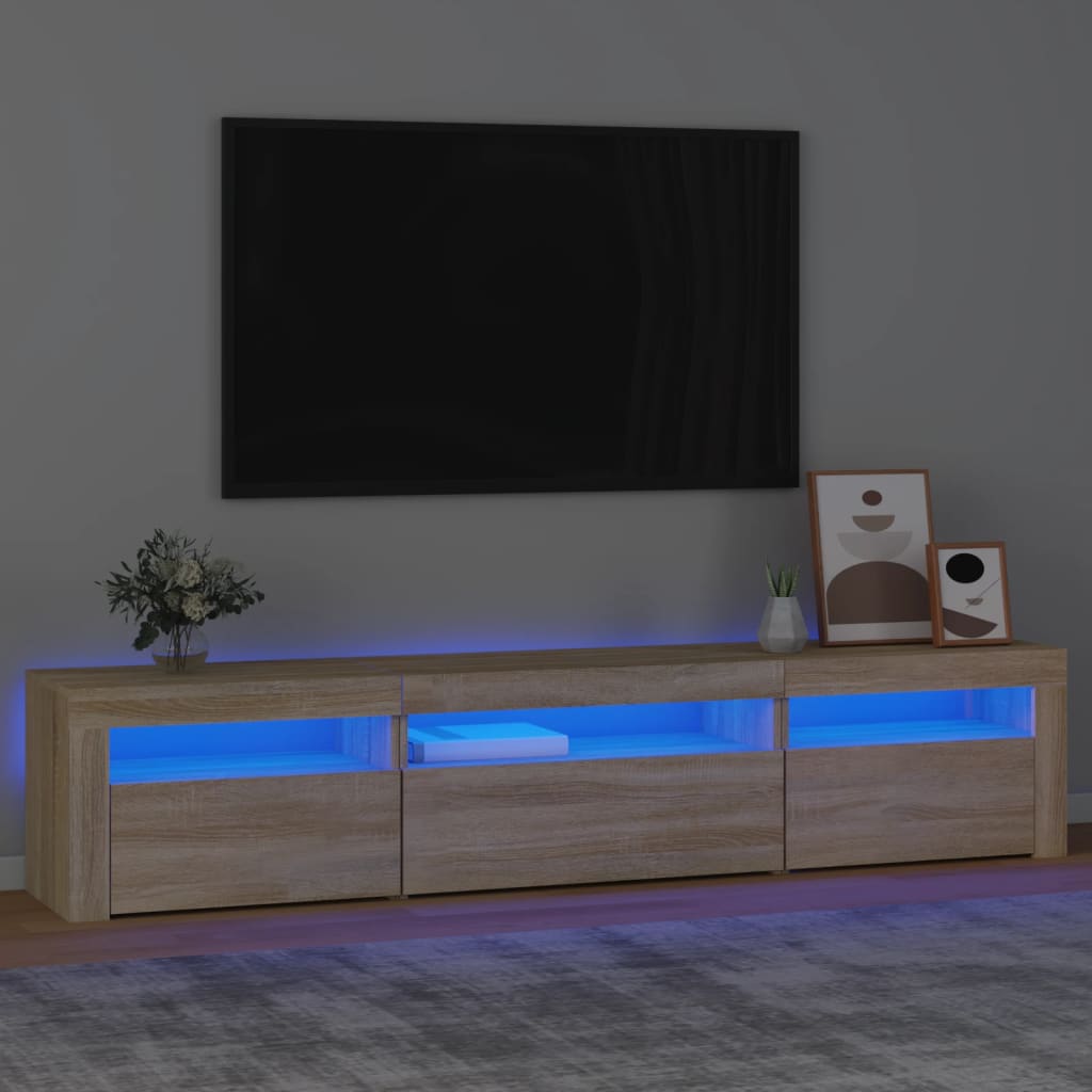 Tv-Benk Med Led-Lys Sonoma Eik 195X35X40 Cm