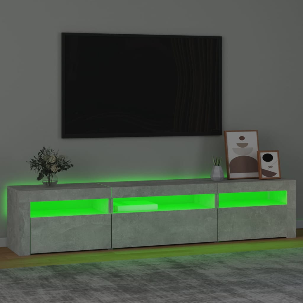 Tv-Benk Med Led-Lys Betonggrå 195X35X40 Cm