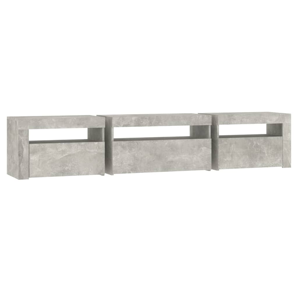 Tv-Benk Med Led-Lys Betonggrå 195X35X40 Cm