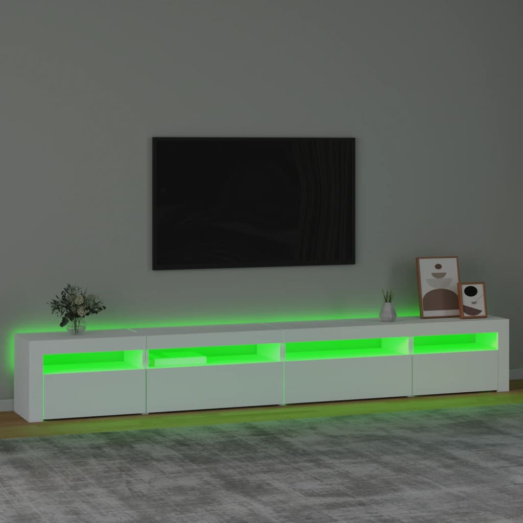 Tv-Benk Med Led-Lys Hvit 270X35X40 Cm