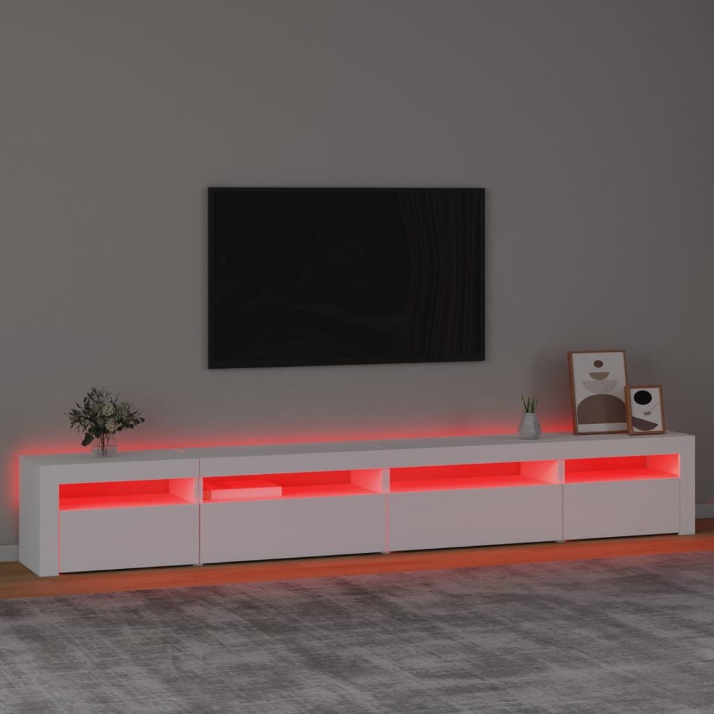 Tv-Benk Med Led-Lys Hvit 270X35X40 Cm