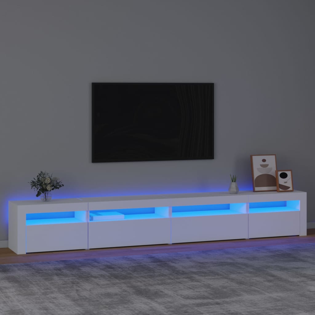 Tv-Benk Med Led-Lys Hvit 270X35X40 Cm
