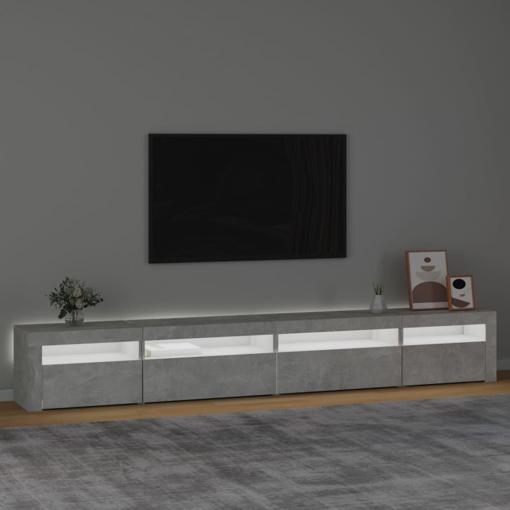 Tv-Benk Med Led-Lys Betonggrå 270X35X40 Cm