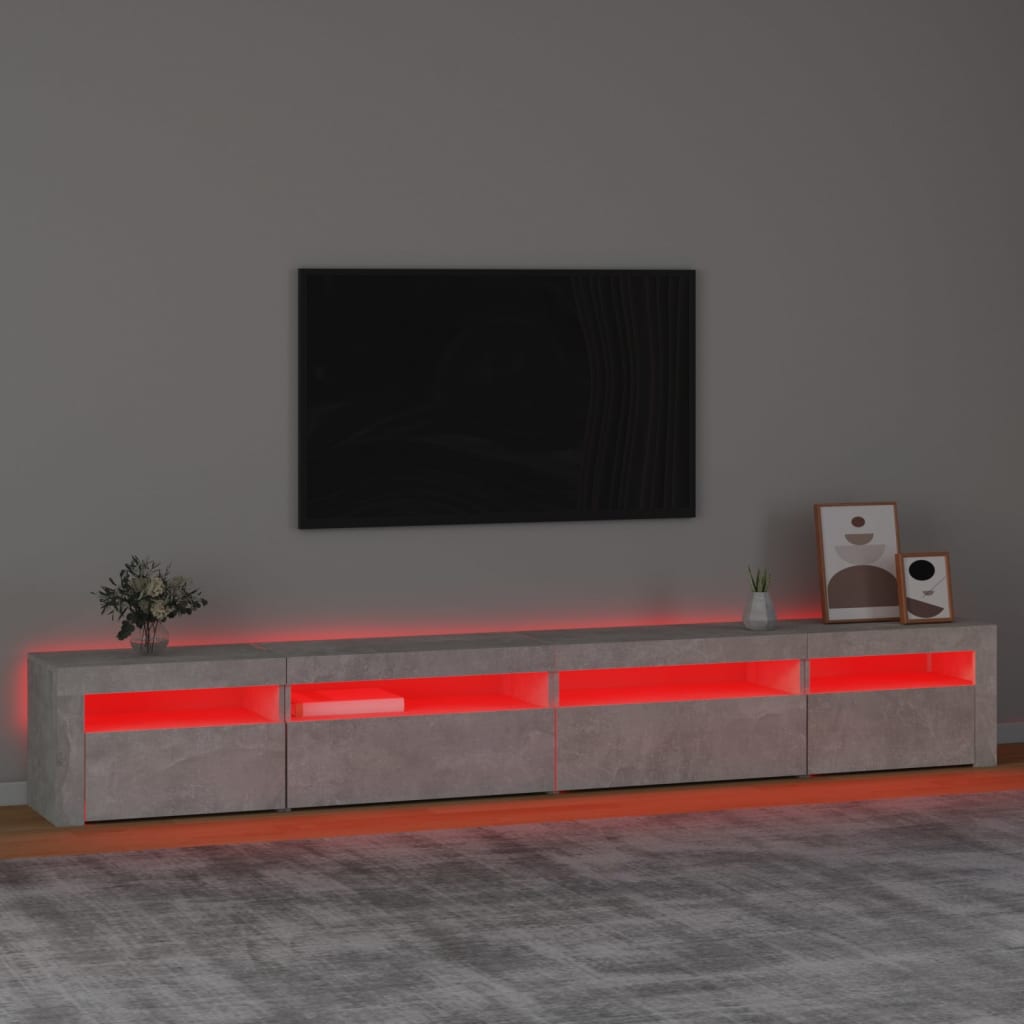 Tv-Benk Med Led-Lys Betonggrå 270X35X40 Cm