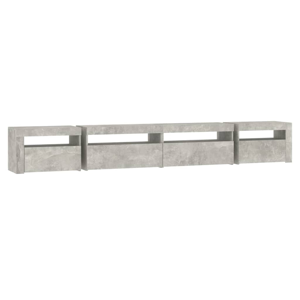 Tv-Benk Med Led-Lys Betonggrå 270X35X40 Cm