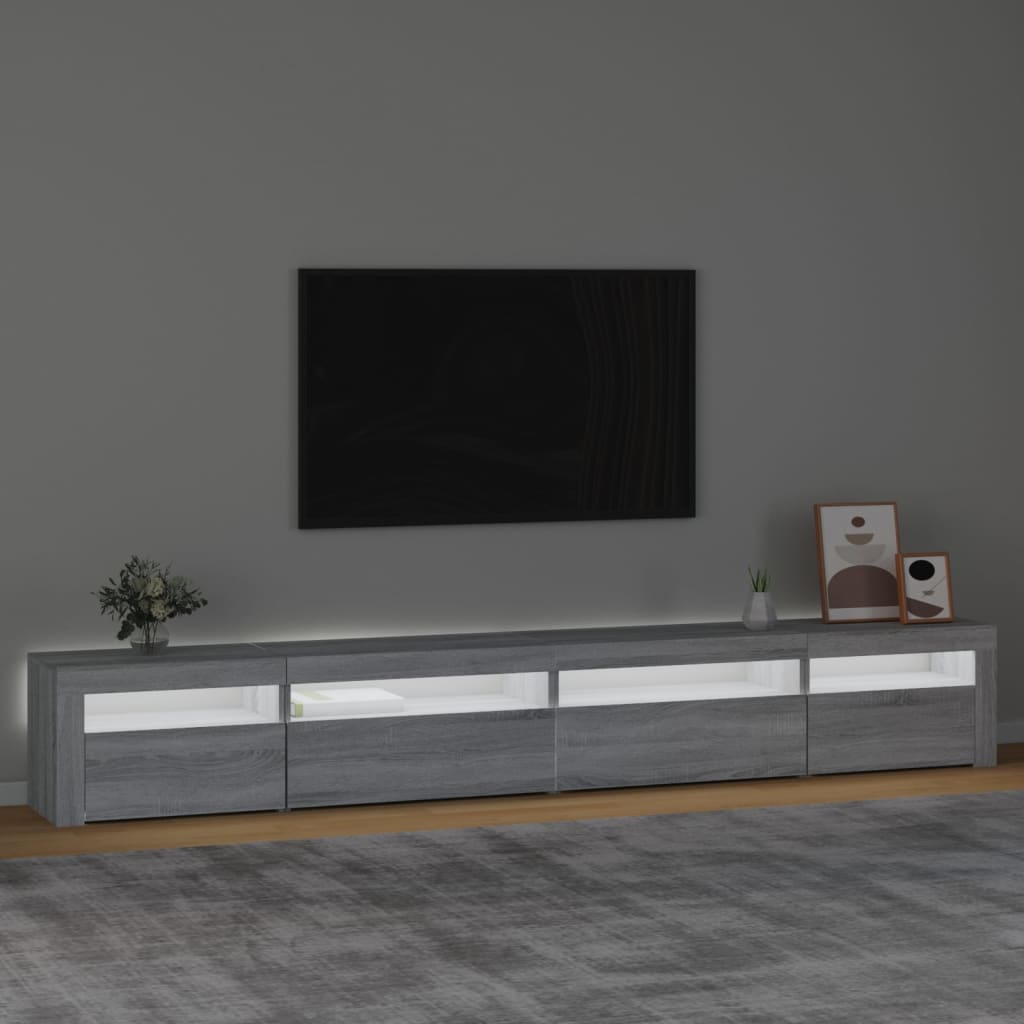 Tv-Benk Med Led-Lys Grå Sonoma 270X35X40 Cm
