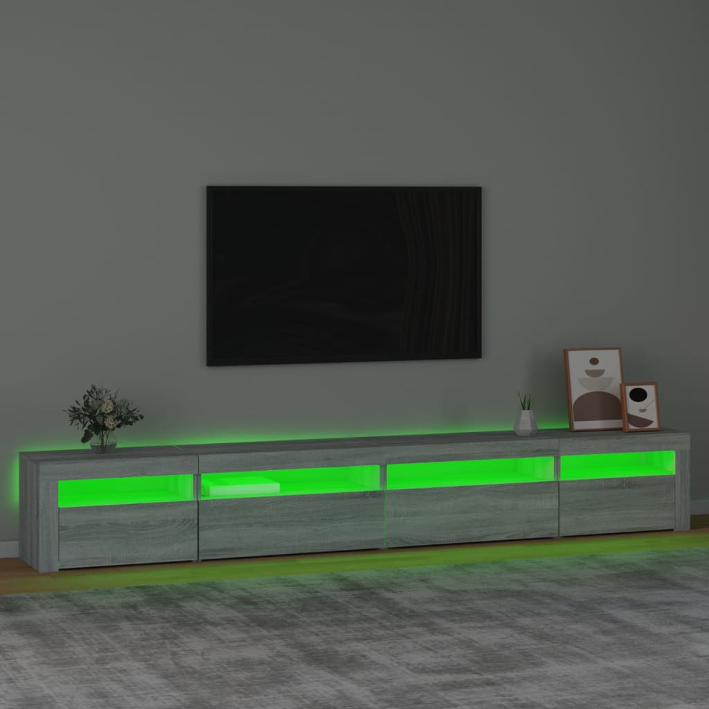 Tv-Benk Med Led-Lys Grå Sonoma 270X35X40 Cm
