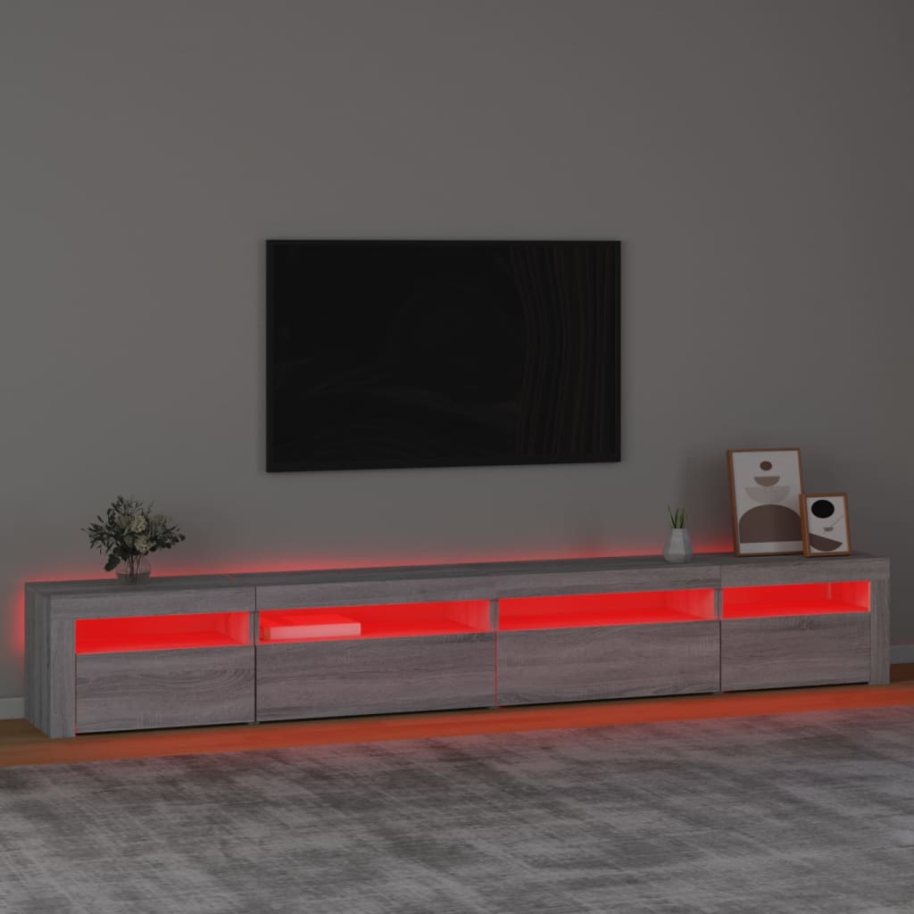 Tv-Benk Med Led-Lys Grå Sonoma 270X35X40 Cm