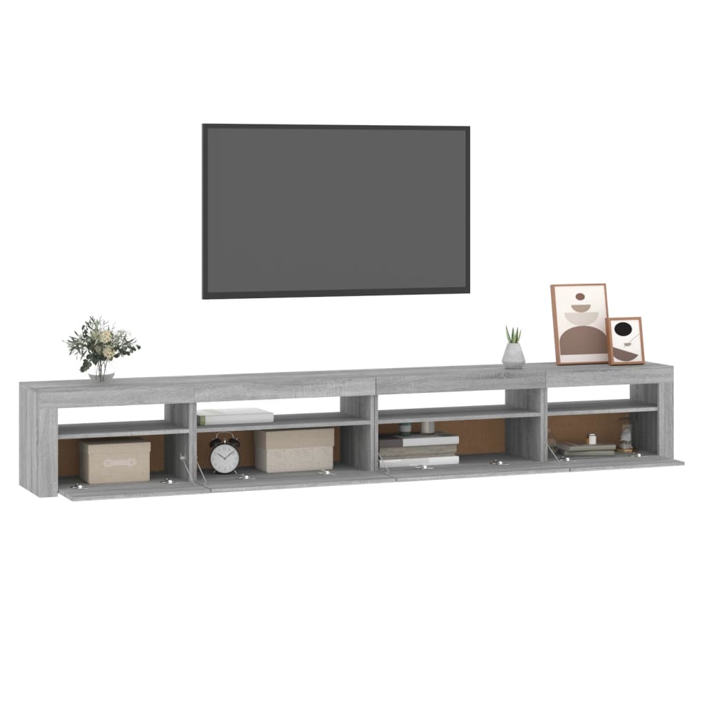 Tv-Benk Med Led-Lys Grå Sonoma 270X35X40 Cm