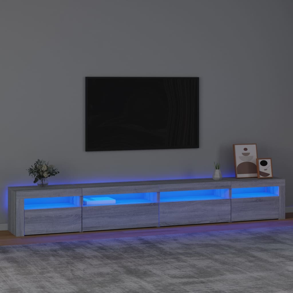 Tv-Benk Med Led-Lys Grå Sonoma 270X35X40 Cm