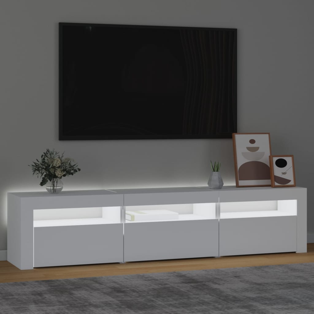 Tv-Benk Med Led-Lys Hvit 180X35X40 Cm
