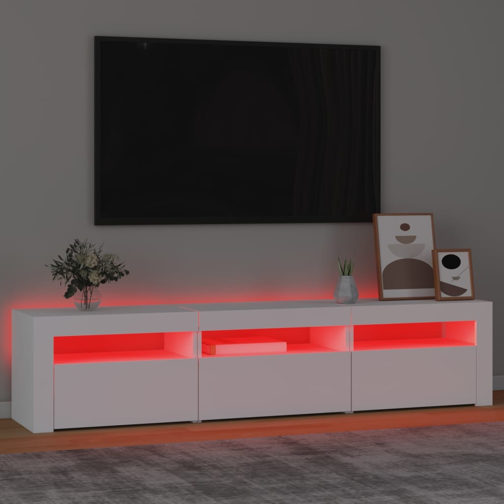 Tv-Benk Med Led-Lys Hvit 180X35X40 Cm