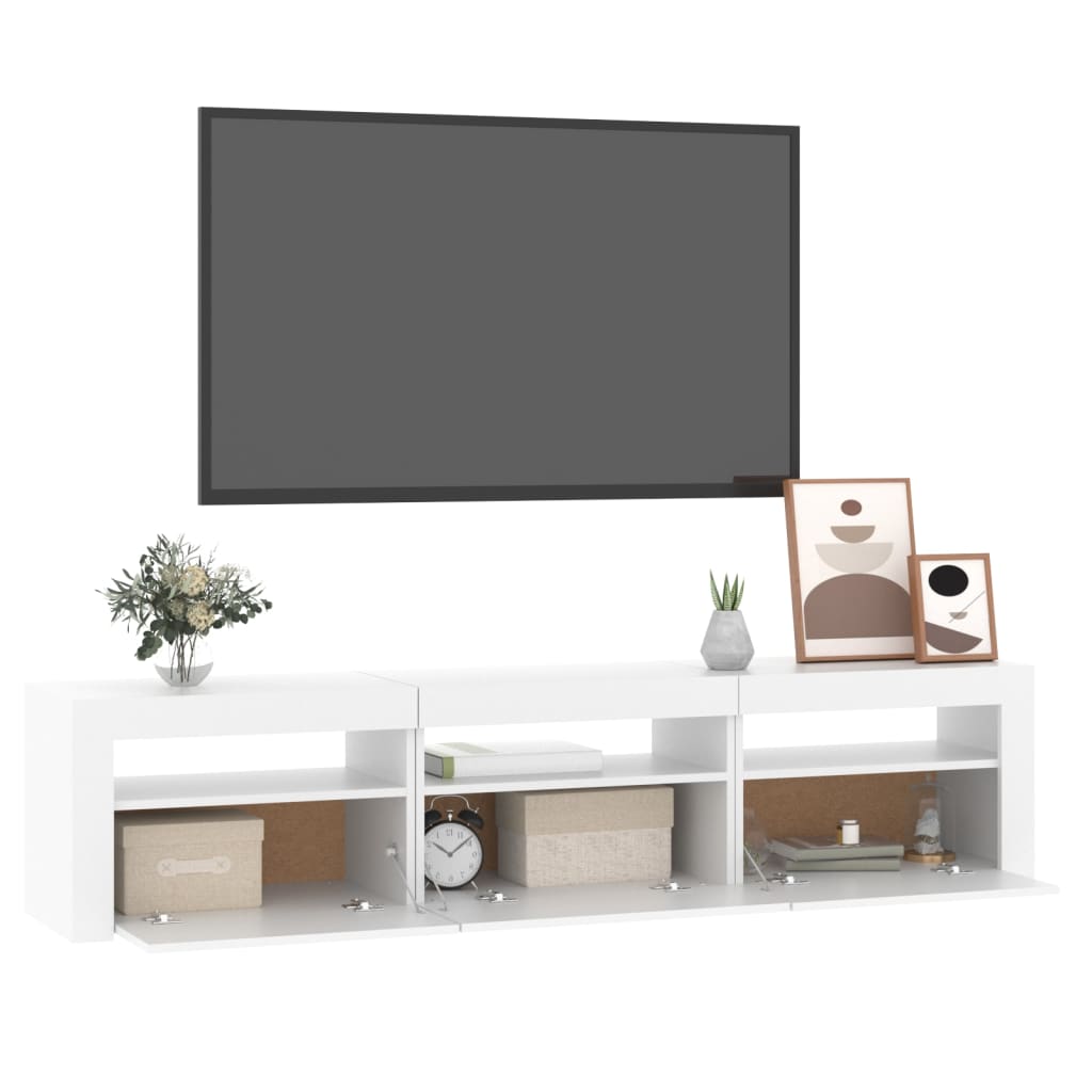 Tv-Benk Med Led-Lys Hvit 180X35X40 Cm