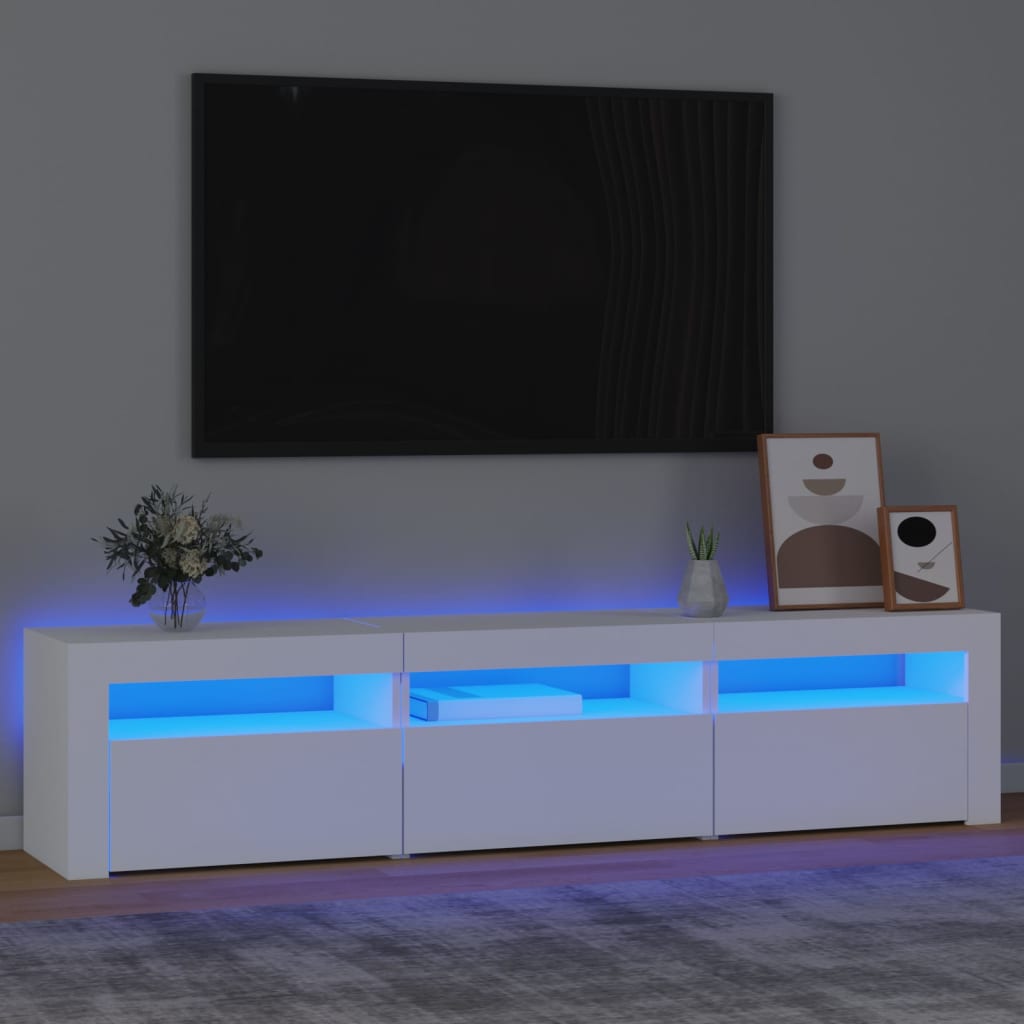 Tv-Benk Med Led-Lys Hvit 180X35X40 Cm