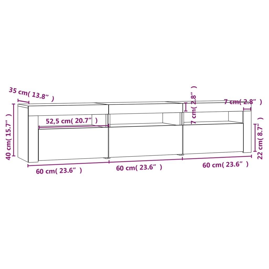 Tv-Benk Med Led-Lys Svart 180X35X40 Cm