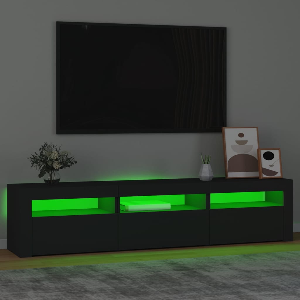 Tv-Benk Med Led-Lys Svart 180X35X40 Cm